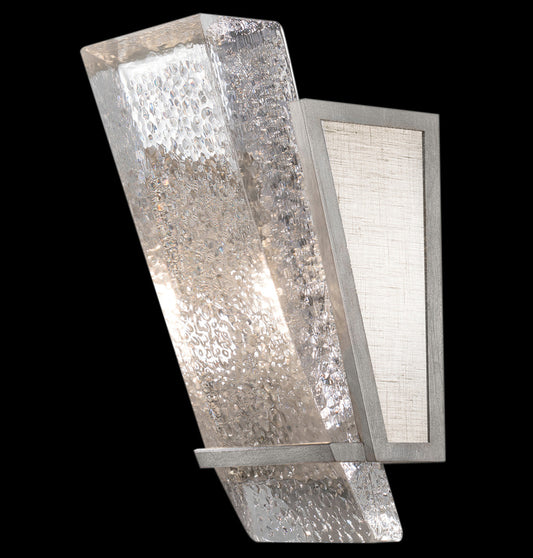 Crownstone Wall Sconce, 1-Light, Silver, White Textured Linen Shade, 13"H (890750-11ST KDGM)