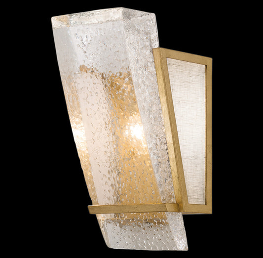 Crownstone Wall Sconce, 1-Light, Gold, White Textured Linen Shade, 13"H (890750-21ST KDGK)