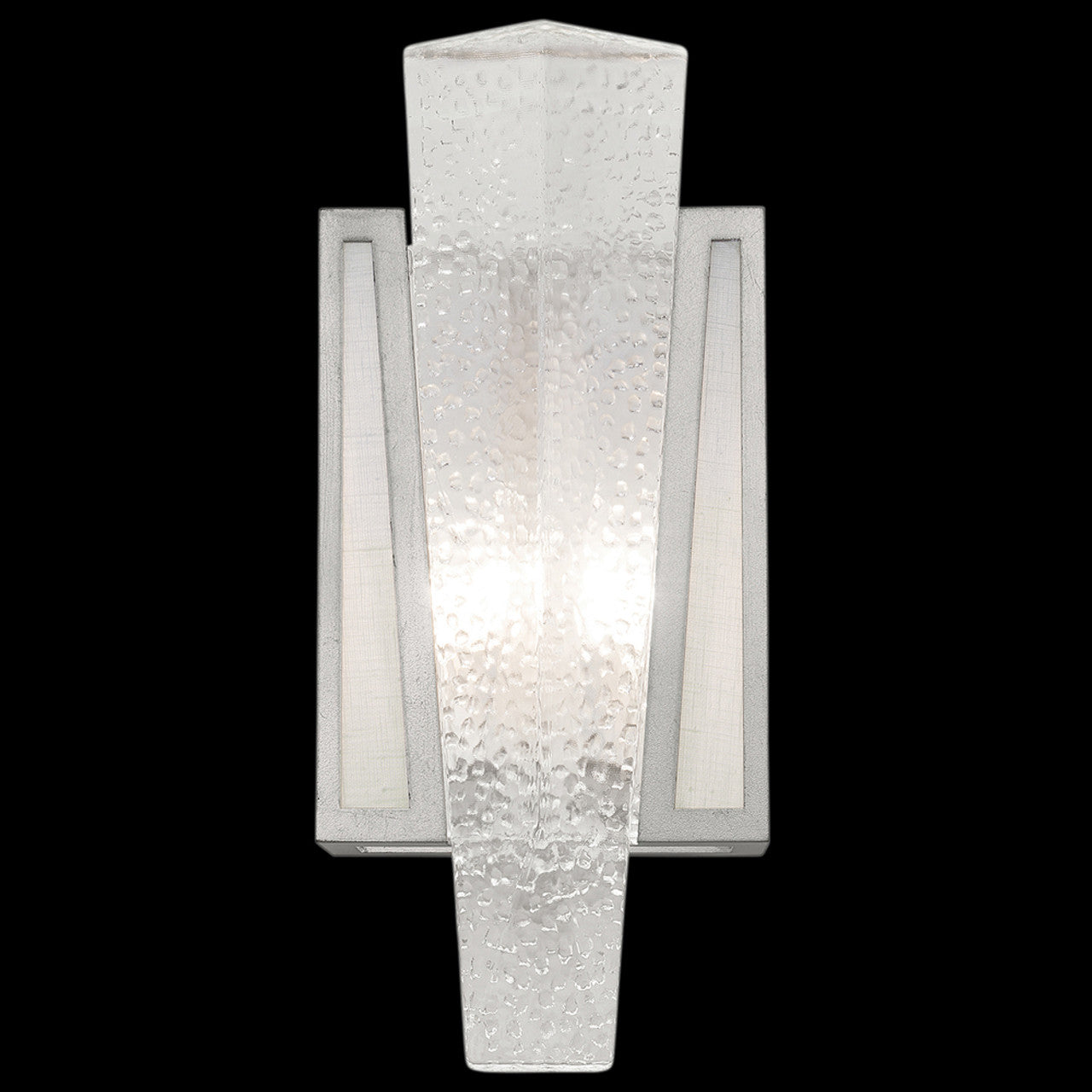 Crownstone Wall Sconce, 1-Light, Silver, White Textured Linen Shade, 15"H (891150-11ST KDG8)