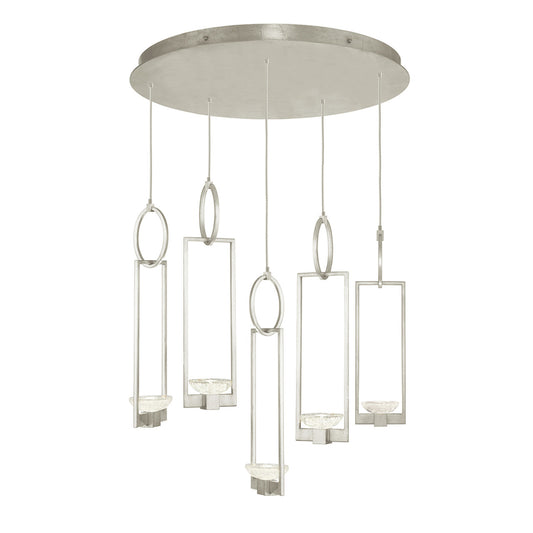 Delphi Pendant, Round, 5-Light, Silver Leaf, 26.5"W (893040-1ST KDFJ)