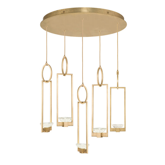 Delphi Pendant, Round, 5-Light, Gold Leaf, 26.5"W (893040-2ST KDFH)