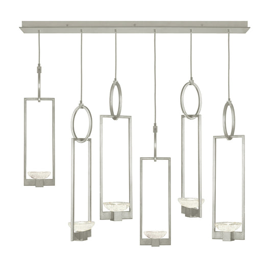 Delphi Pendant, Rectangular, 6-Light, Silver Leaf, 48"W (893140-1ST KDFF)