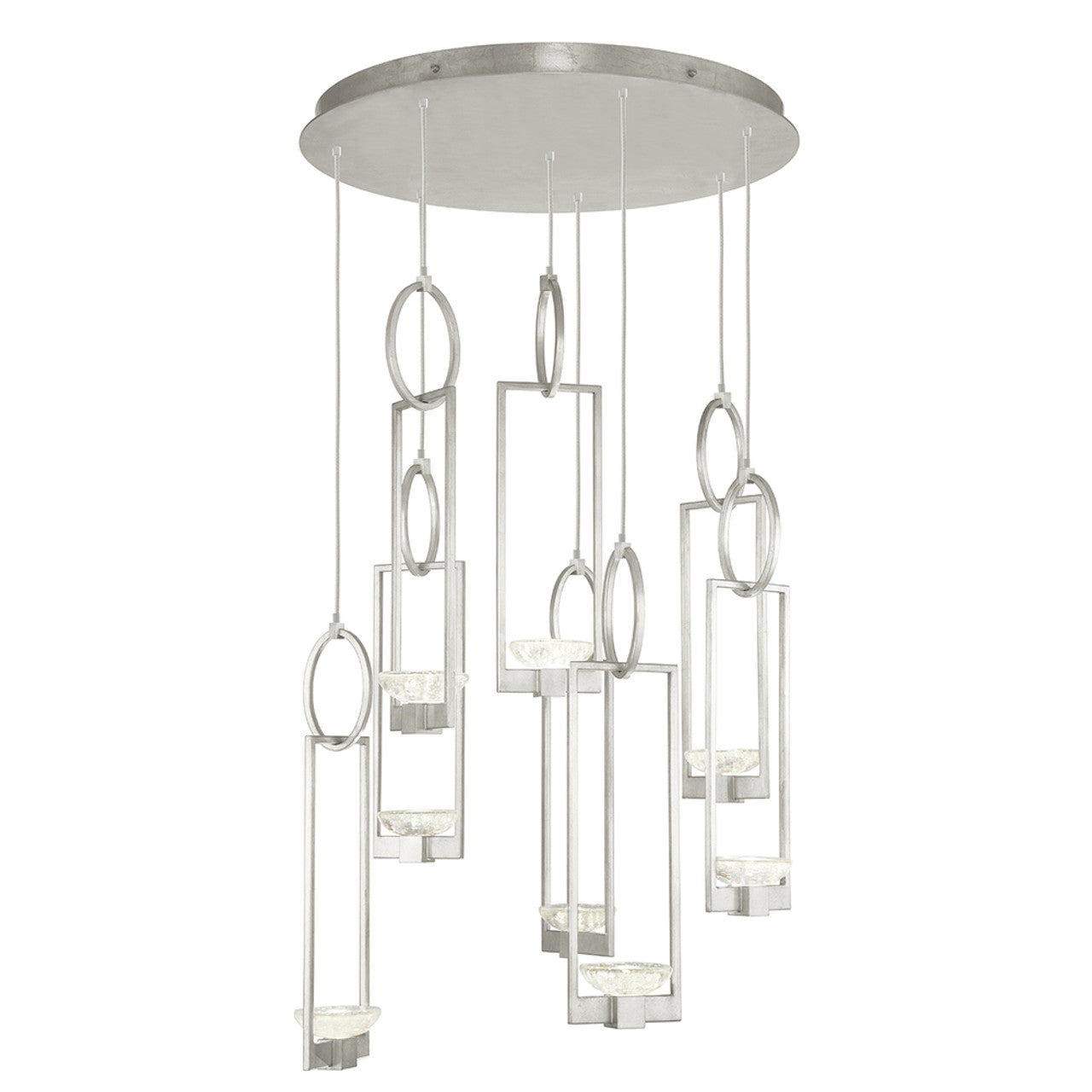 Delphi Pendant, Round, 8-Light, Silver Leaf, 33.5"W (893240-1ST KDFC)