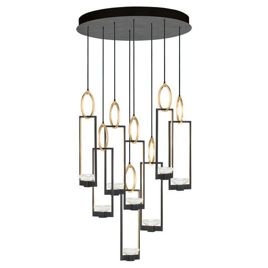 Delphi Pendant, Round, 8-Light, Hand-Rubbed Black Iron, 33.5"W (893240-3ST KDF9)