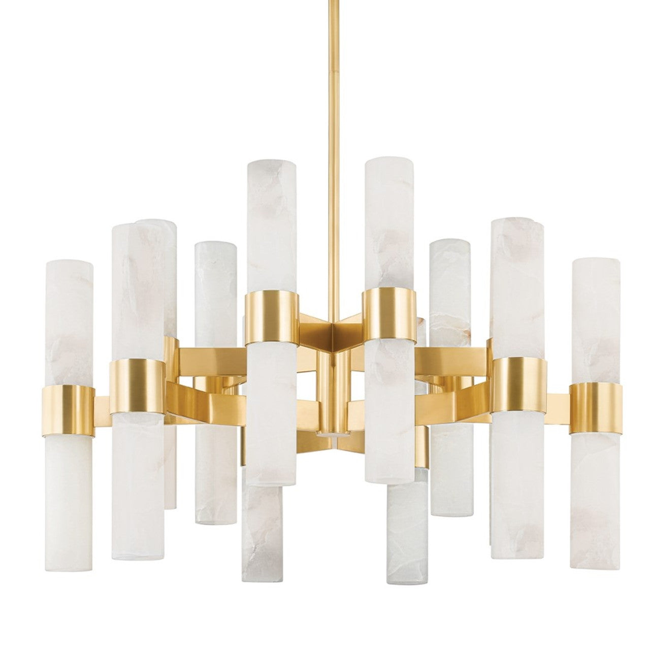 Stowe Chandelier, 24-Light, Aged Brass, Alabaster Shade, 37.75"W (8938-AGB ACJY3)