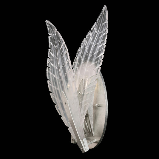 Plume Wall Sconce, 1-Light, Silver Leaf, Clear Crystal & Opaline Dichroic Glass Plumes, 16"H (894750-11ST NKYR)