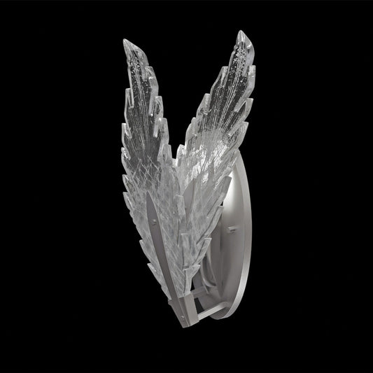 Plume Wall Sconce, 1-Light, Silver Leaf, Clear Crystal & Opaline Dichroic Glass Plumes, 16"H (894750-1ST NH1K)