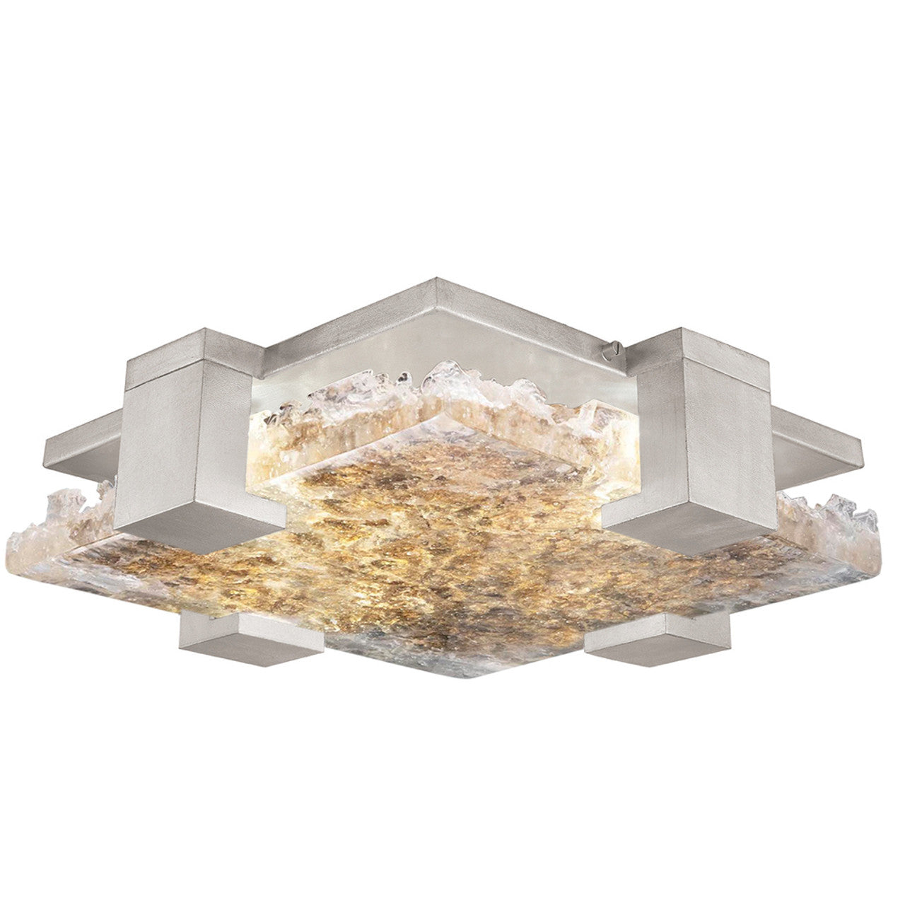 Terra Flush Mount, Square, 4-Light, LED, Silver Leaf, Antiqued Gold Leaf Glass, 16.75"W (895440-22ST NF3X)