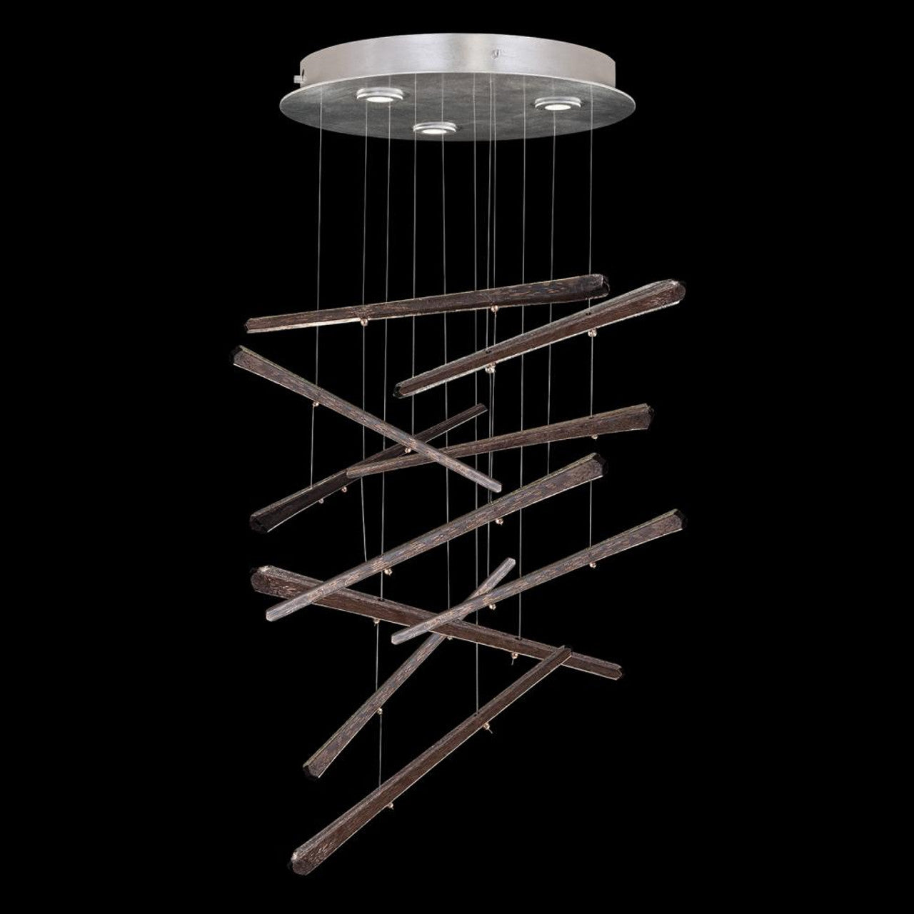 Elevate Pendant, Glass Spire, 3-Light, LED, Silver Leaf Canopy, 23"W (895640-151ST NLXP)