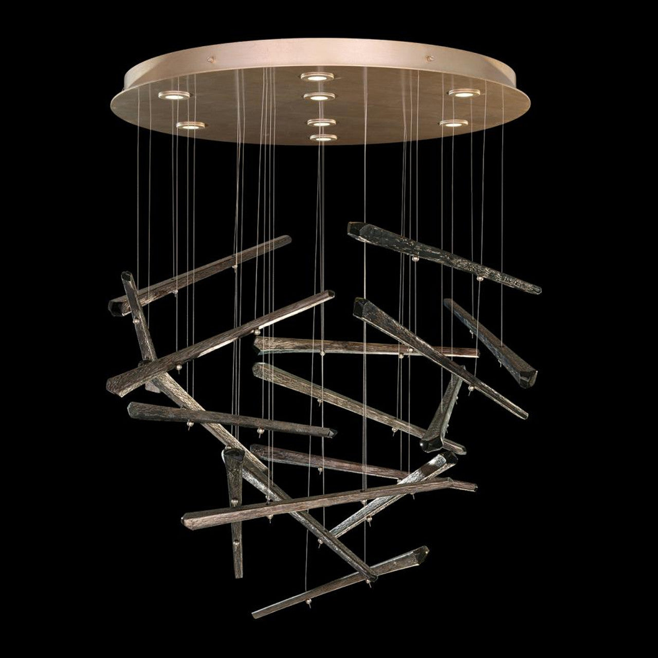 Elevate Pendant, Glass Spire, 8-Light, LED, Gold Leaf Canopy, 34"W (895840-252ST NLZ3)