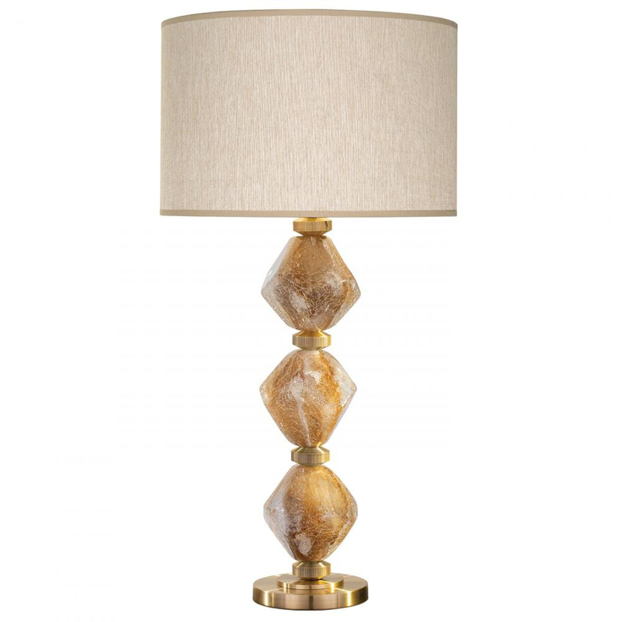 SoBe Table Lamp, 1-Light, Amber Agate, Brass Appointments & Base, Beige Fabric Shade, 30.5"H (900010-22ST NG3G)