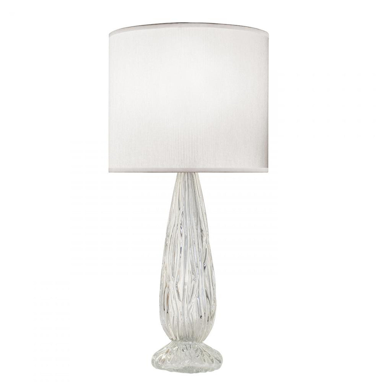 Las Olas Table Lamp, 1-Light, Sculpted Glass, Gold Leaf Accent, White Fabric Shade, 30.5"H (900410-26ST NG1U)