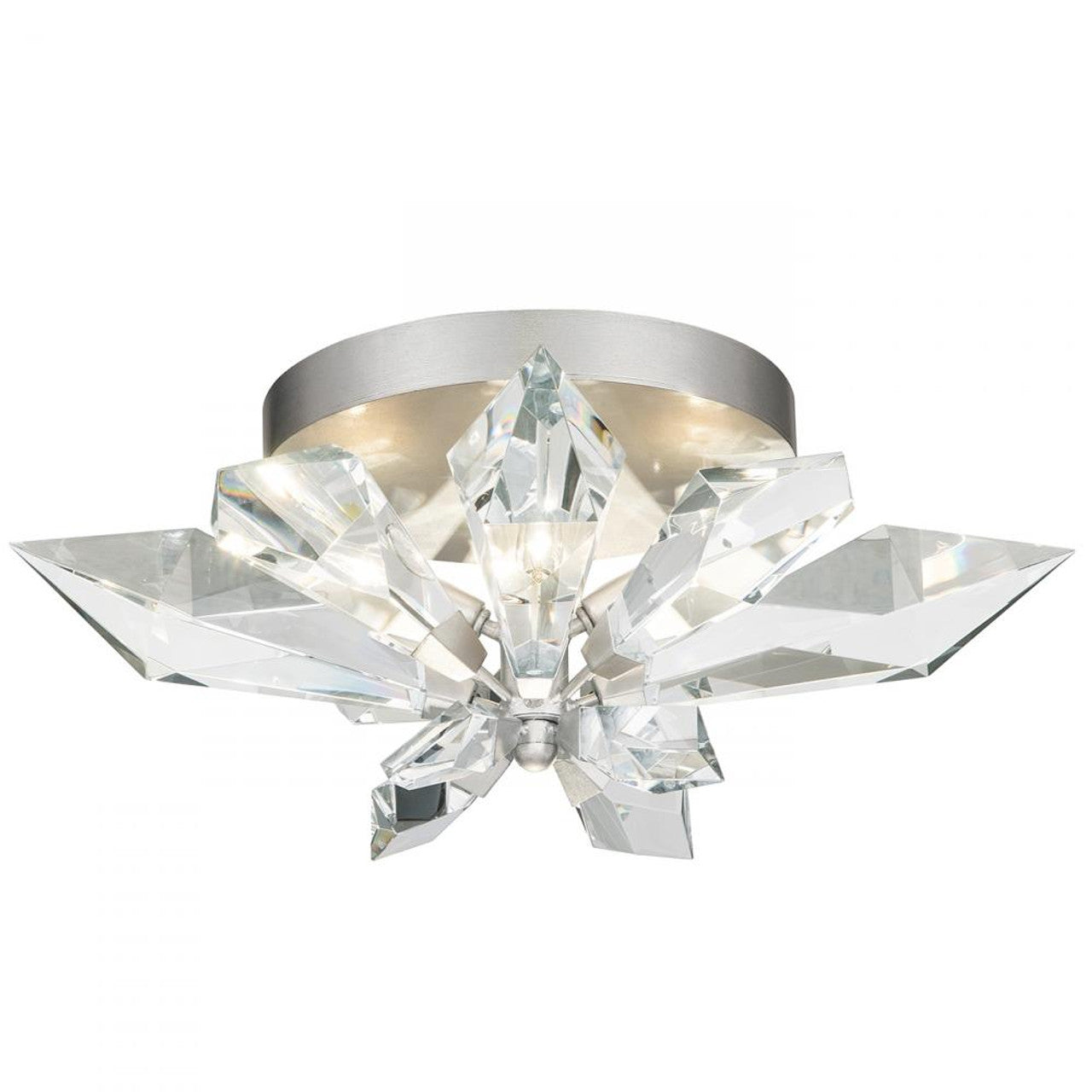 Foret Flush Mount, Round, 4-Light, Silver, Faceted Crystal Leaves, 24.25"W (901840-1ST KJ9A)