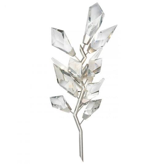 Foret Wall Sconce, 3-Light, Silver Leaf, Faceted Crystal Leaves, 27"H (902250-1ST KJ9J)