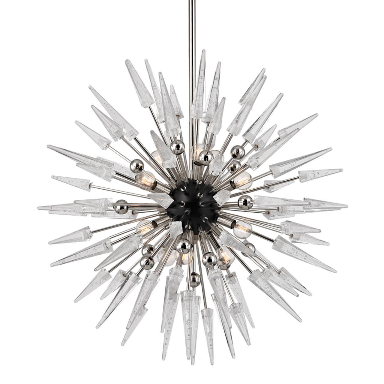 Sparta Chandelier, 12-Light, Polished Nickel, Clear Shade, 32"W (9032-PN 9ZF84)