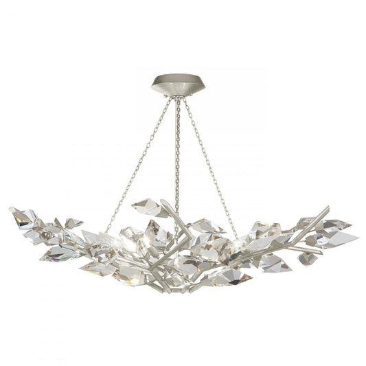 Foret Pendant, Round, 6-Light, Silver, Faceted Crystal Leaves, 46.5"W (909040-1ST NG1E)