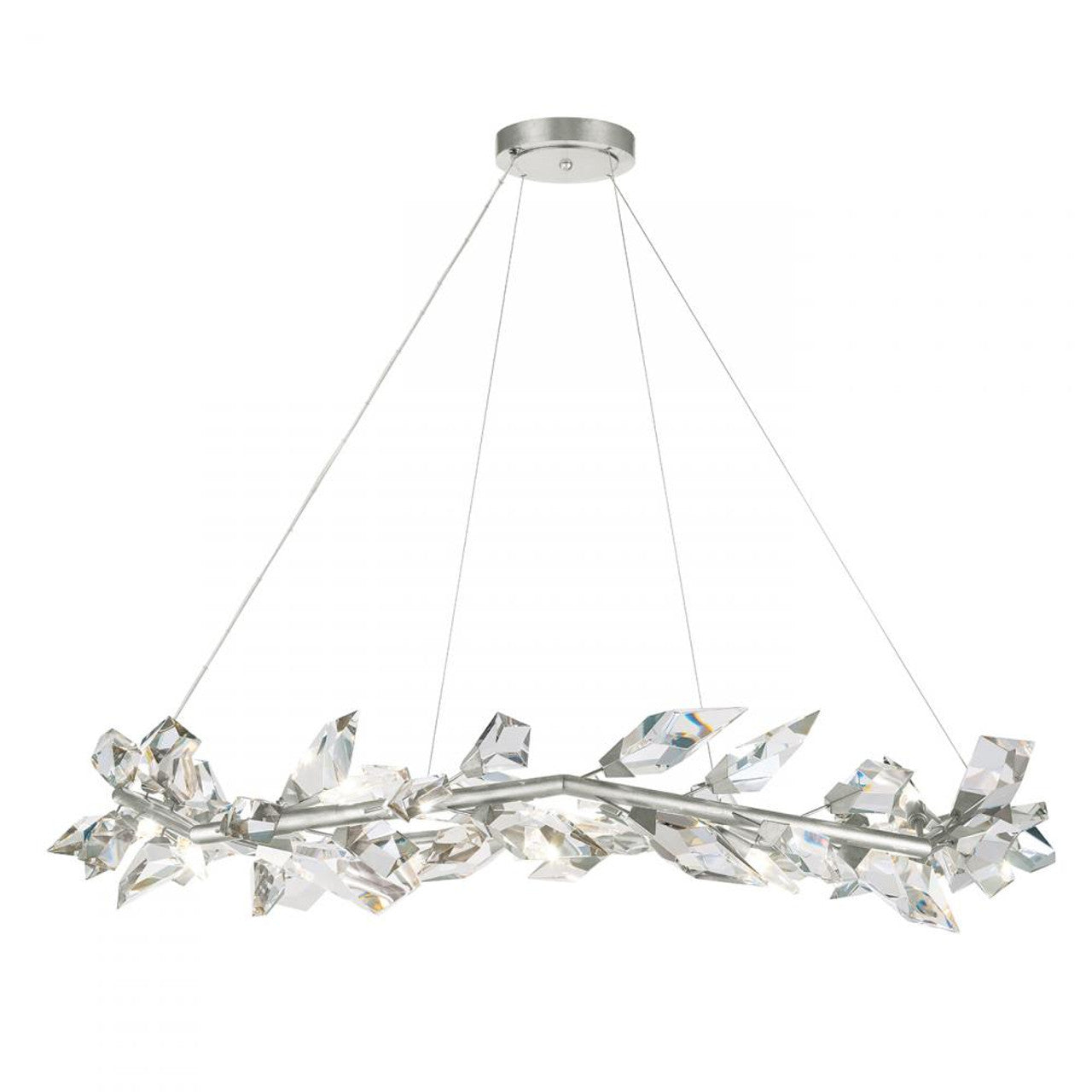 Foret Pendant, Round, 12-Light, Silver, Faceted Crystal Leaves, 55"W (909540-1ST NG1N)