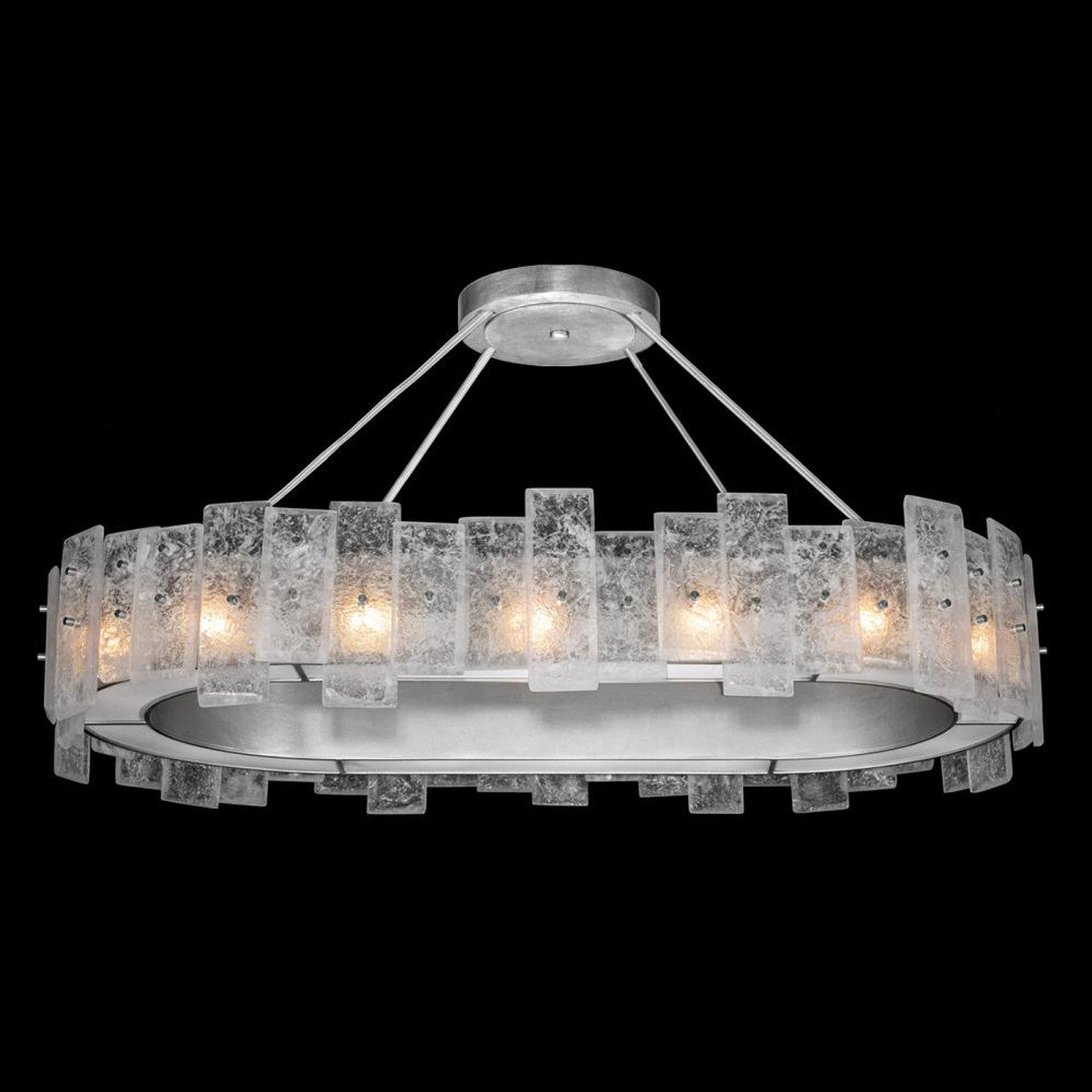 Lunea Linear Chandelier, Oblong, 16-Light, Silver Leaf, Cast Glass, 44"W (910540-1ST NH11)