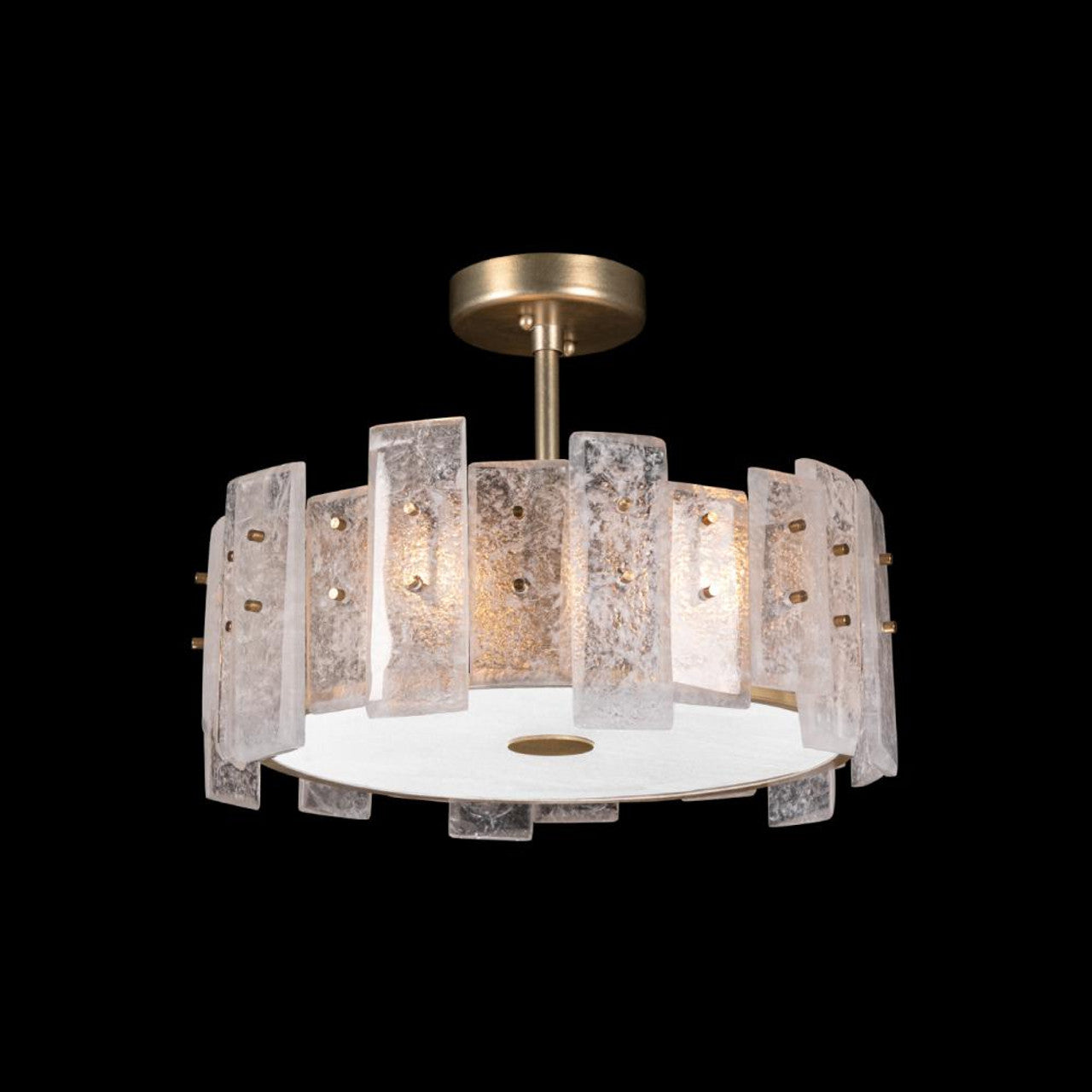 Lunea Semi-Flush Mount, Round, 3-Light, Gold Leaf, Cast Glass, 22"W (910640-2ST NH14)