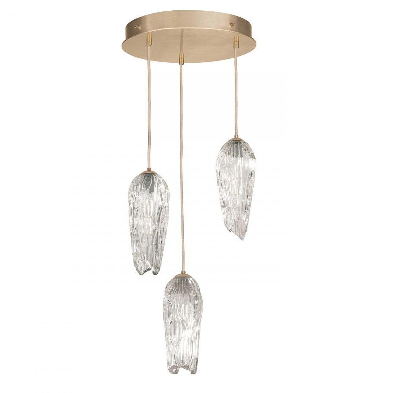 Las Olas Pendant, Round, 3-Light, Sculpted Glass, Gold Leaf Accent, 17.5"W (911840-2ST NG20)