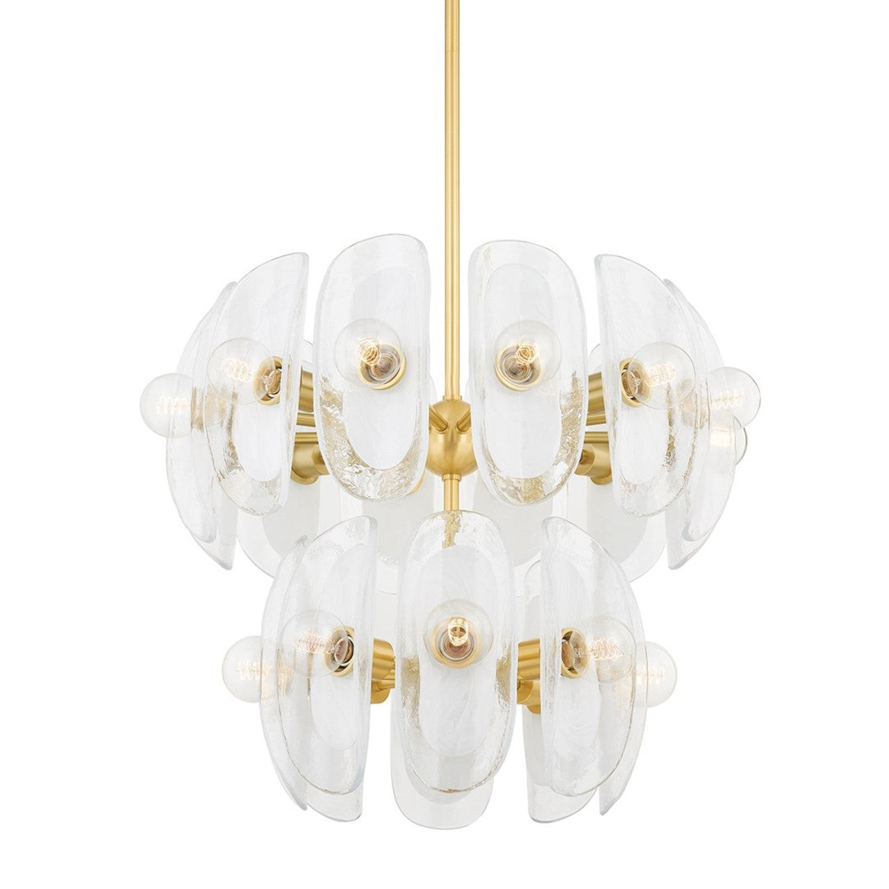 Hilo Semi Flush Mount, 20-Light, Aged Brass, Blonchino Piastre Shade, 30.75"W (9131-AGB ACJY8)