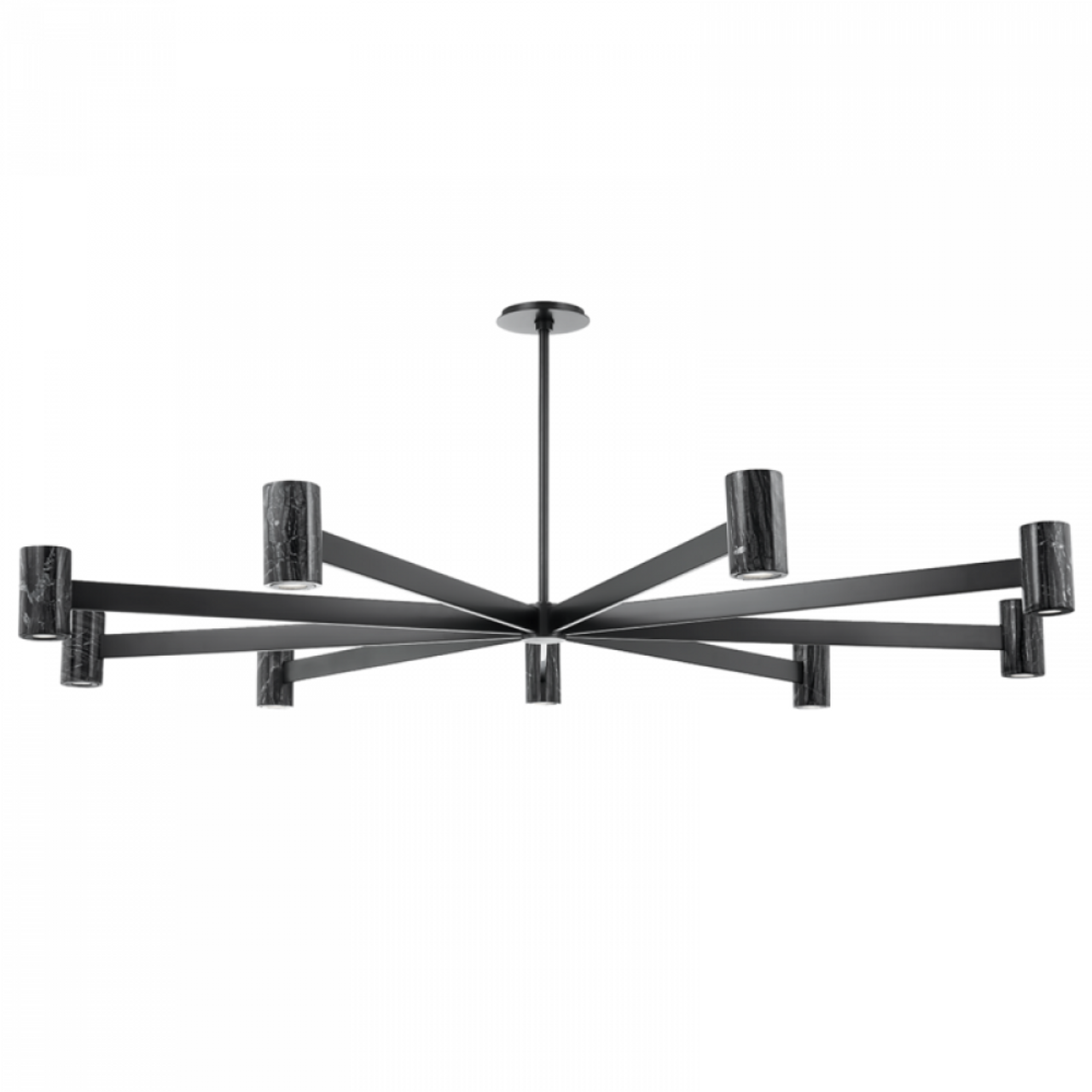 Predock Chandelier, 9-Light, LED, Brass, Nero Madera Marble Shade, 64"W (9164-BBR A8P5H)