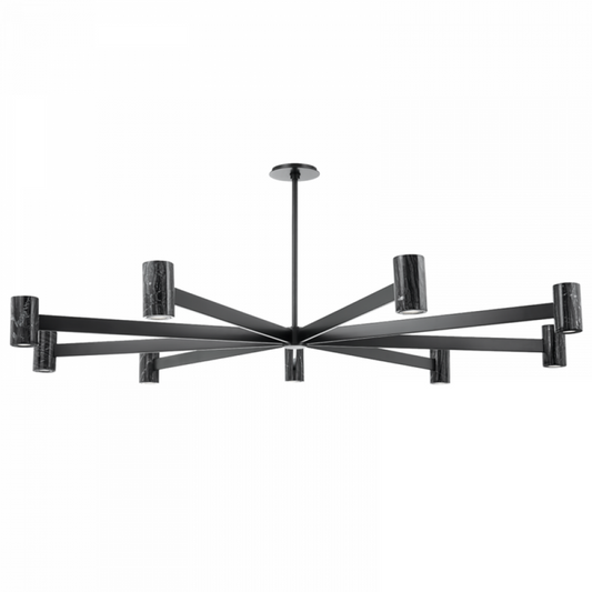 Predock Chandelier, 9-Light, LED, Brass, Nero Madera Marble Shade, 64"W (9164-BBR A8P5H)