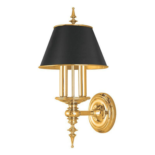 Cheshire Wall Sconce, 2-Light, Aged Brass, Black Shade, 17.5"H (9501-AGB QDK1)