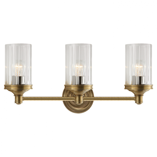 Ava Wall Sconce, 3-Light, Hand-Rubbed Antique Brass, Crystal, 9.25"H (AH 2202HAB-CG 22LKJ)