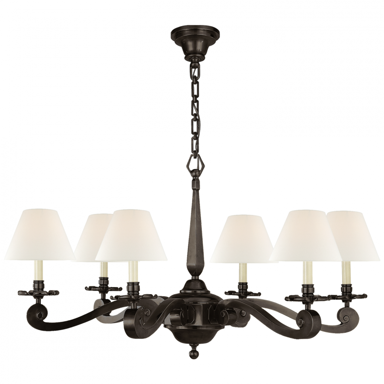 Myrna Chandelier, 6-Light, Gun Metal, Linen Shade, 33"W (AH 5010GM-L D04RH)