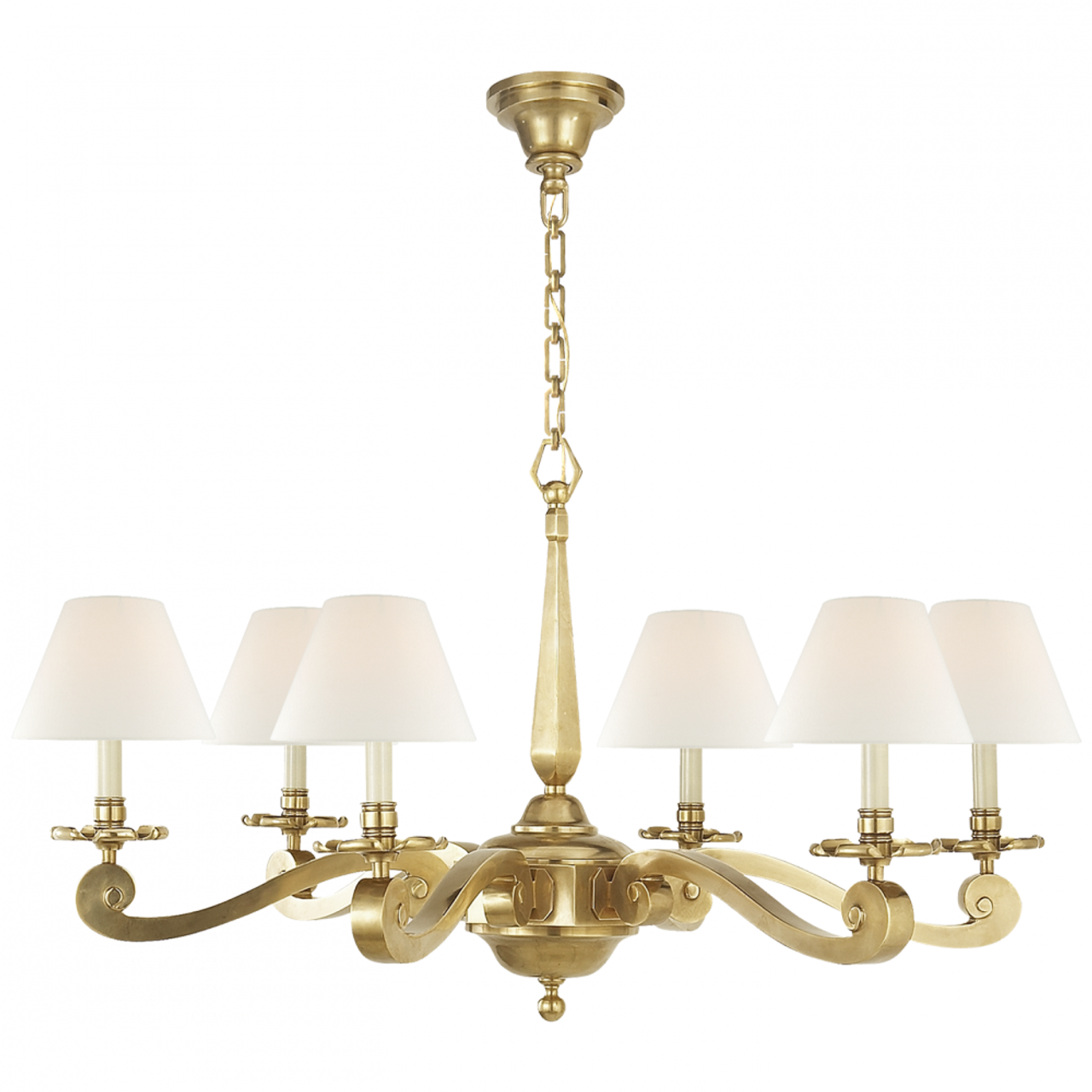 Myrna Chandelier, 6-Light, Natural Brass, Linen Shade, 33"W (AH 5010NB-L D04RJ)