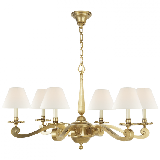 Myrna Chandelier, 6-Light, Natural Brass, Linen Shade, 33"W (AH 5010NB-L D04RJ)