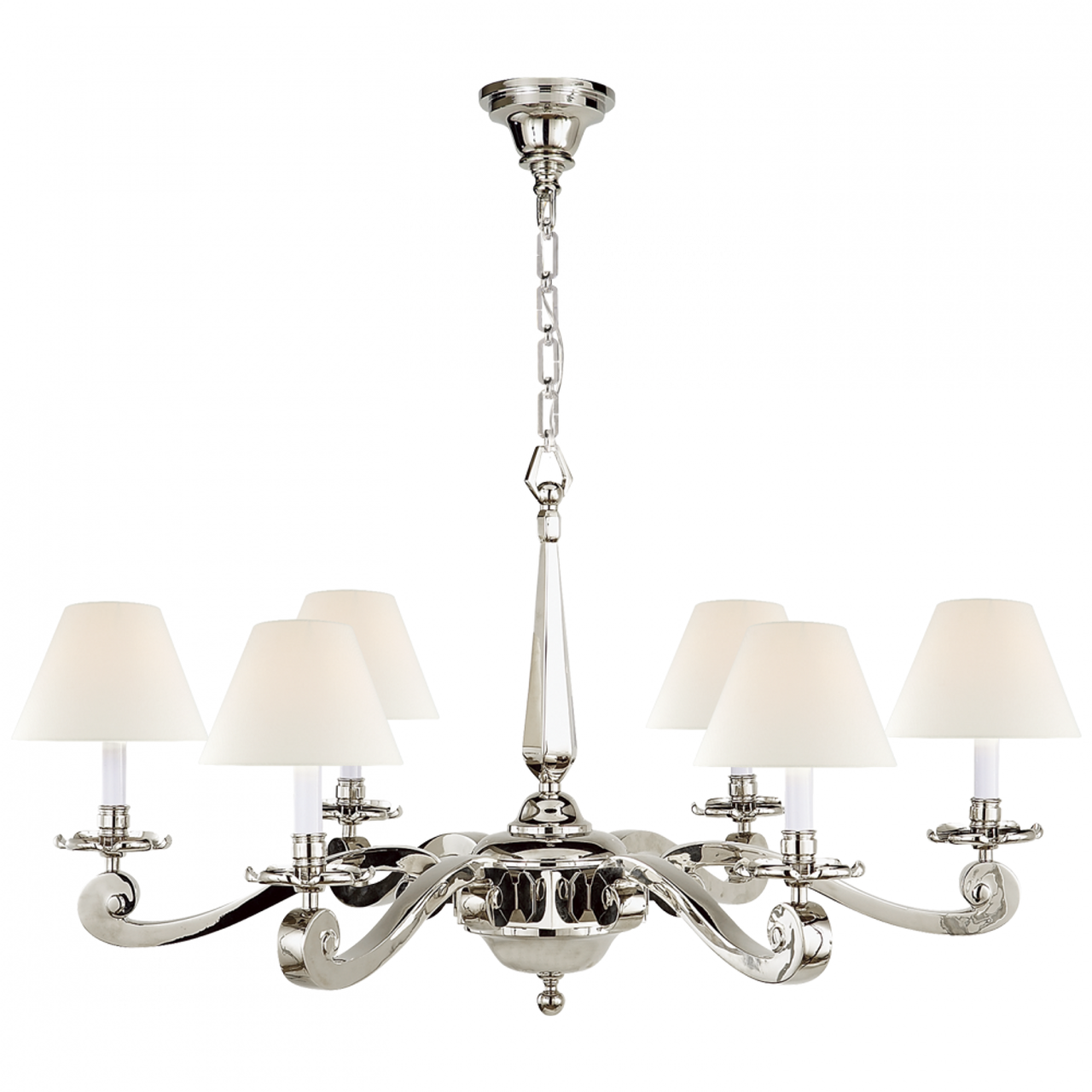 Myrna Chandelier, 6-Light, Polished Nickel, Linen Shade, 33"W (AH 5010PN-L D06P8)