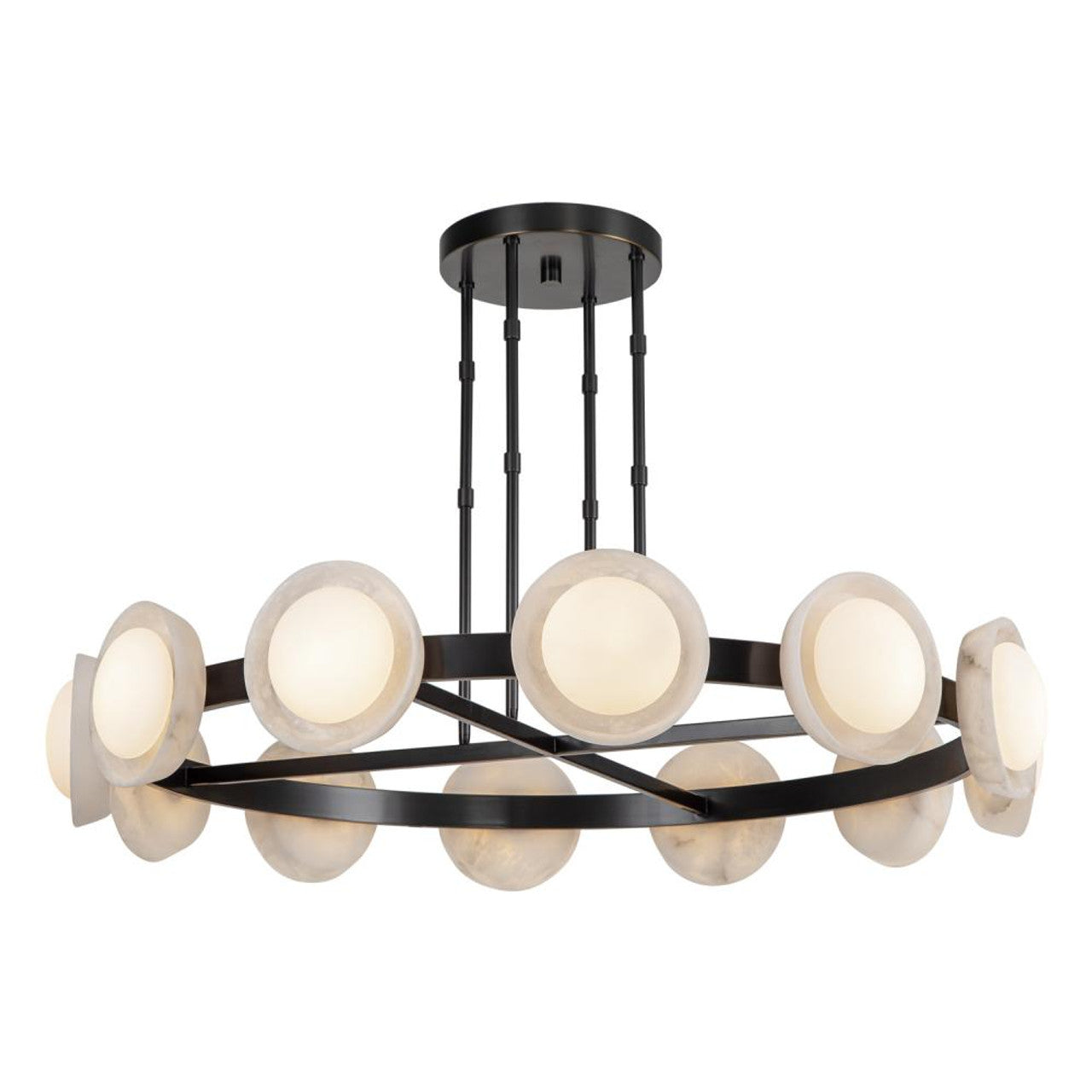 Alonso Chandelier, 2-Light, LED, Urban Bronze, Alabaster, 50.5"D (CH320050UBAR 7072XJJ)