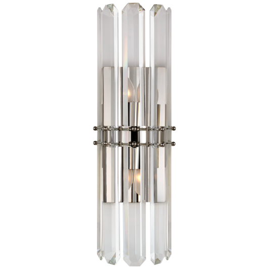 Bonnington Wall Sconce, 2-Light, Polished Nickel, Crystal, 22"H (ARN 2125PN CM00W)