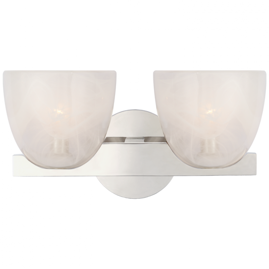 Carola Double Wall Sconce, 2-Light, Polished Nickel, 14"W (ARN 2492PN-WSG CX13P)