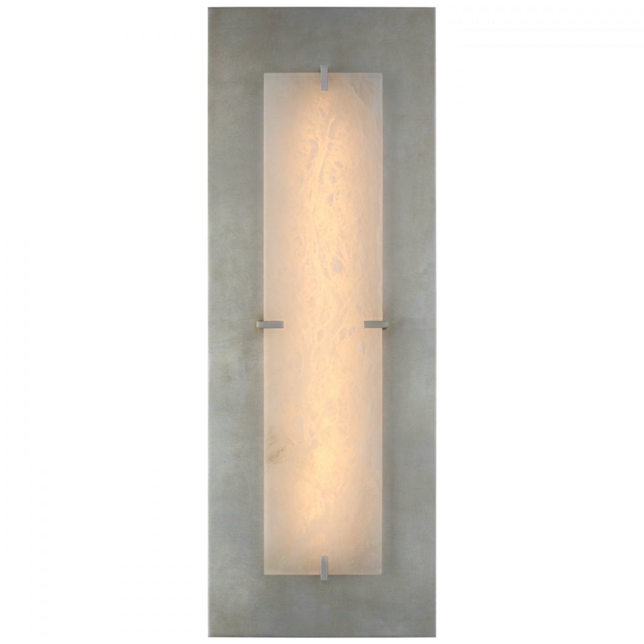 Dominica Large Rectangle Wall Sconce, 1-Light, LED, Burnished Silver Leaf, Alabaster Shade, 27.5"H (ARN 2923BSL/ALB CU1D3)