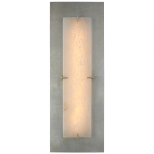 Dominica Large Rectangle Wall Sconce, 1-Light, LED, Burnished Silver Leaf, Alabaster Shade, 27.5"H (ARN 2923BSL/ALB CU1D3)