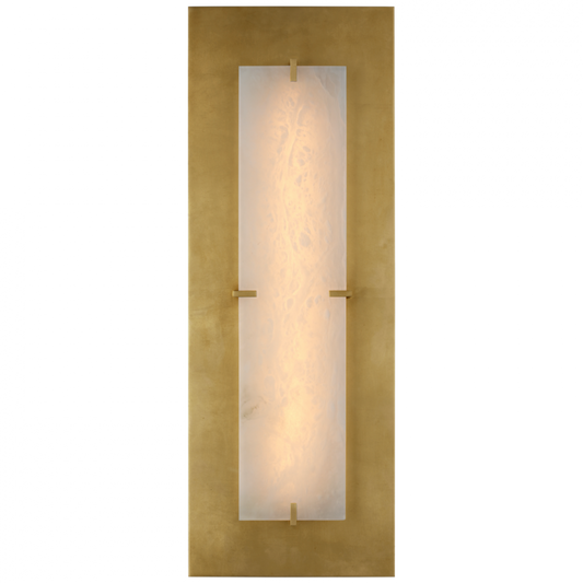 Dominica Large Rectangle Sconce, 1-Light, Gild, Alabaster, 27.5"H (ARN 2923G/ALB CU4DH)