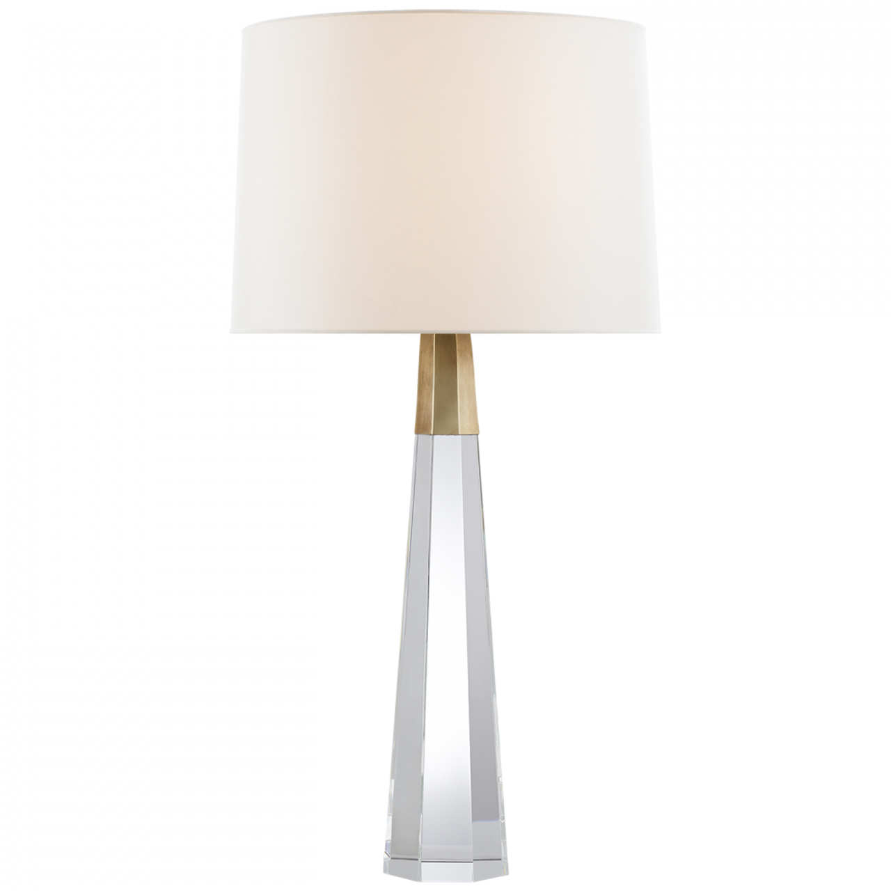 Olsen Table Lamp, 2-Light, Crystal with Brass, Linen Shade, 32.5"H (ARN 3026CG/HAB-L 2R348)