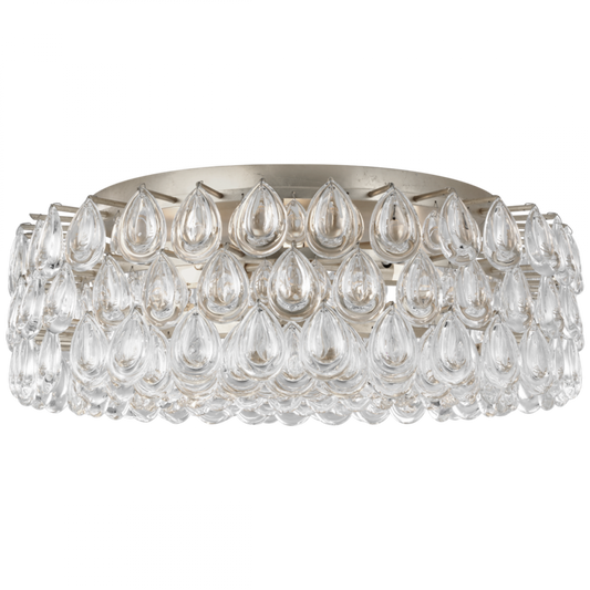 Liscia Large Flush Mount, 6-Light, Burnished Silver Leaf, Crystal Shade, 25"W (ARN 4172BSL-CG CM01N)