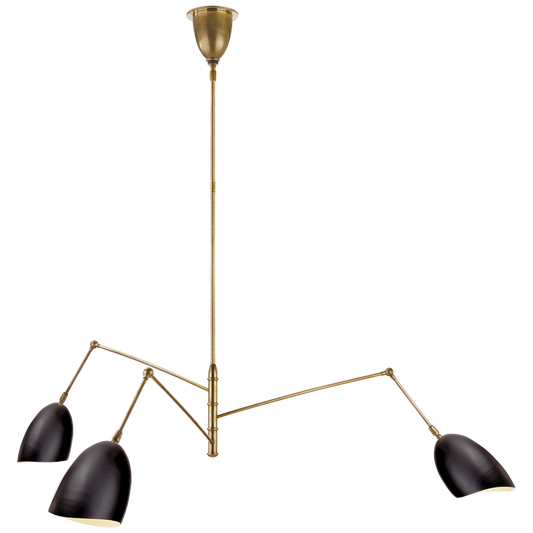 Sommerard Chandelier, 3-Light, Hand-Rubbed Antique Brass, Black, 62"W (ARN 5009HAB-BLK 2N4DT)