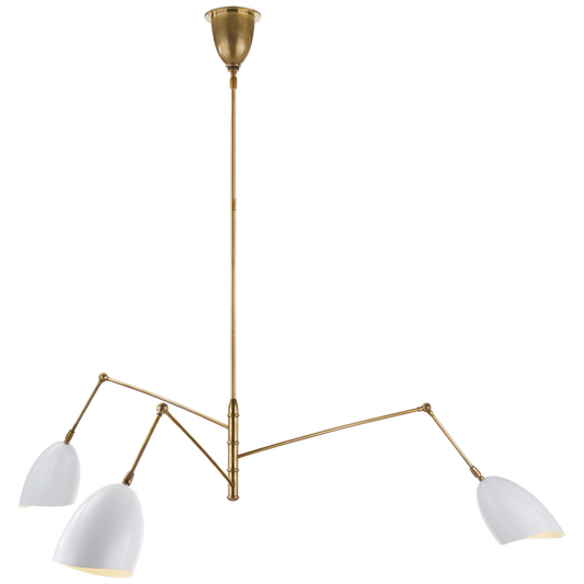 Sommerard Chandelier, 3-Light, Hand-Rubbed Antique Brass, White, 62"W (ARN 5009HAB-WHT 2R34T)