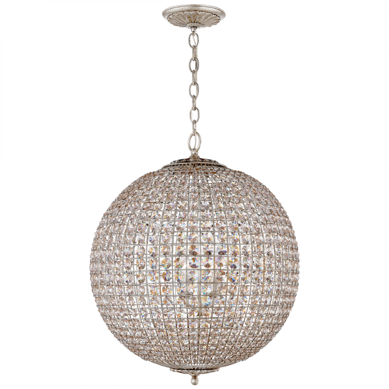 Renwick Sphere Chandelier, 4-Light, Burnished Silver Leaf, 23.25"W (ARN 5101BSL-CG 2MWJ5)