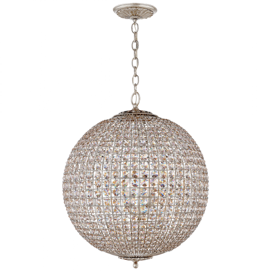 Renwick Sphere Chandelier, 4-Light, Burnished Silver Leaf, 23.25"W (ARN 5101BSL-CG 2MWJ5)