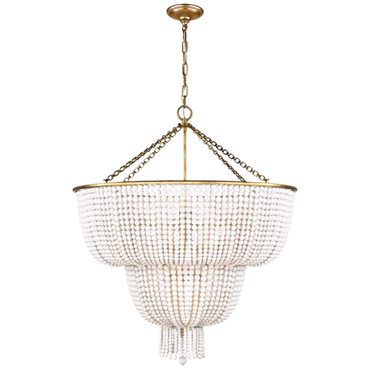 Jacqueline Chandelier, 12-Light, Hand-Rubbed Antique Brass, White Acrylic Shade, 32.25"W (ARN 5104HAB-WG 2MWJF)