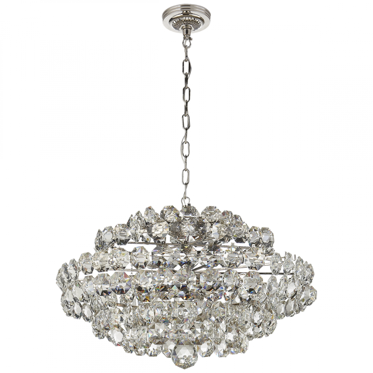 Sanger Chandelier, 12-Light, Polished Nickel, 29"W (ARN 5105PN-CG 2MWJG)