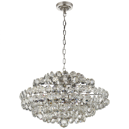 Sanger Chandelier, 12-Light, Polished Nickel, 29"W (ARN 5105PN-CG 2MWJG)