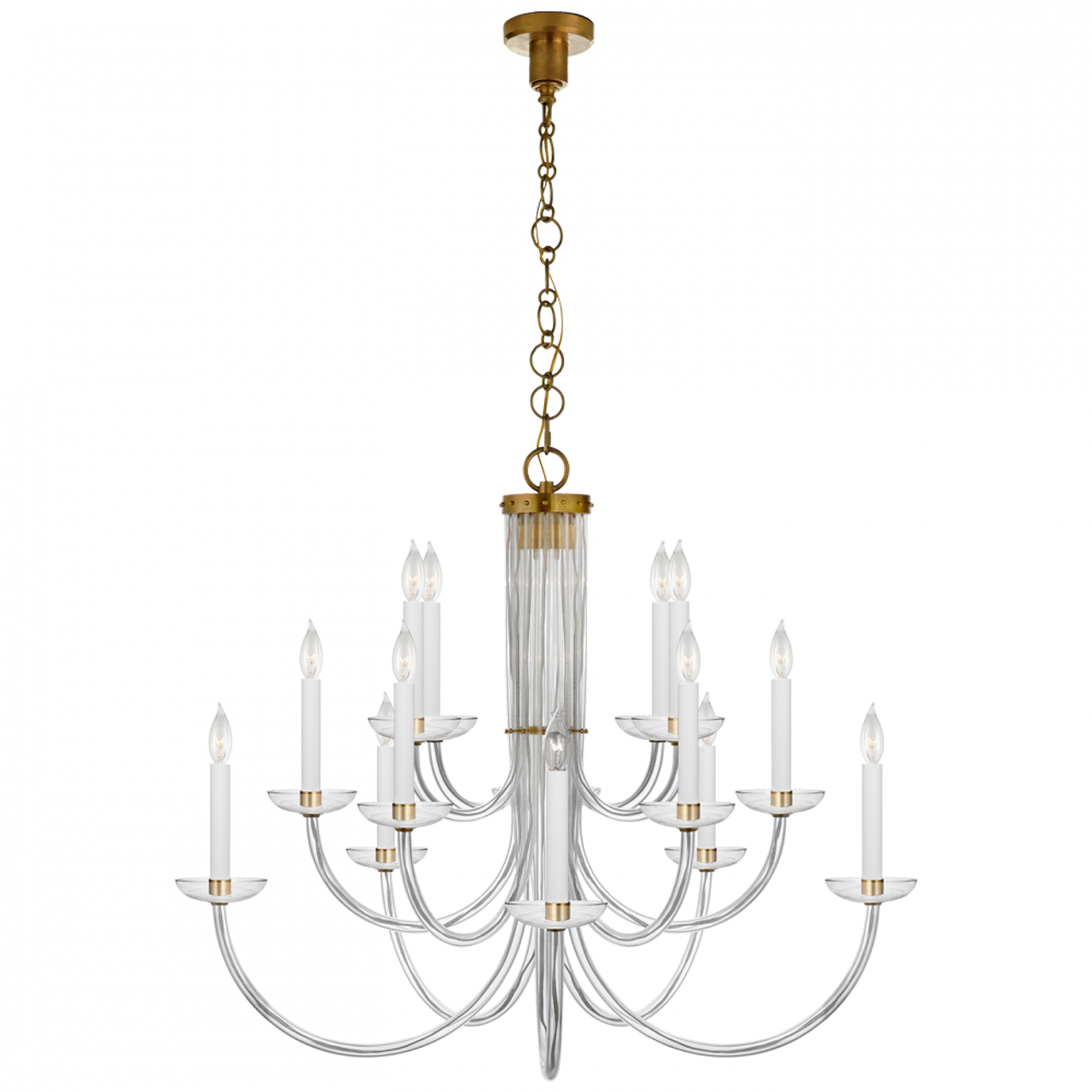 Wharton Chandelier, 15-Light, Hand-Rubbed Antique Brass, Crystal Shade, 37.75"W (ARN 5116HAB-CG 2K1T6)