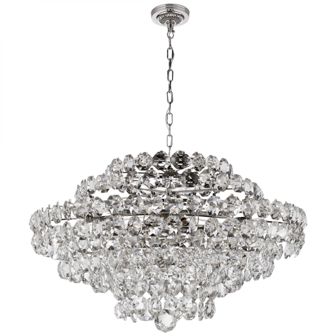 Sanger Chandelier, 18-Light, Polished Nickel, Crystal Shade, 36.75"W (ARN 5120PN-CG 2K1TA)